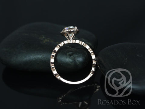 1.50ct Gwen 8x6mm 14kt Moissanite Diamond WITH Milgrain Art Deco Oval Halo Ring