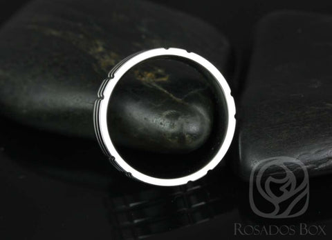 Jack 8mm Cobalt Laser Etched Plaid Grid Pipe High Finish Ring
