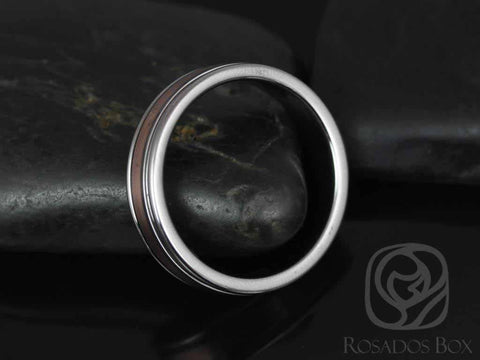 Aidan Double Grooved Pipe W/ 2mm Striped Rose Gold High Finish Band