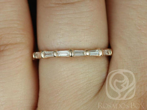 Ready to Ship Baguettella (size 4.75) 14kt Rose Gold Dainty Thin East West Baguette Diamond HALFWAY Eternity Ring Ring