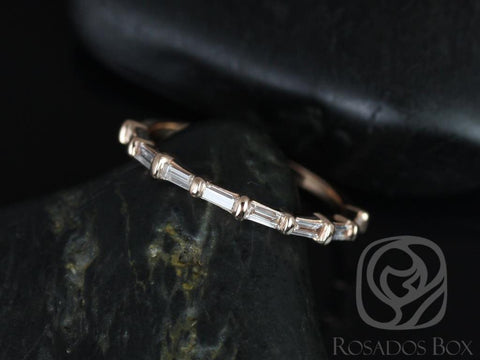 Ready to Ship Baguettella (size 6.5) 14kt YELLOW Gold Dainty Thin East West Baguette Diamond HALFWAY Eternity Ring Ring