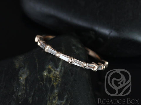 Ready to Ship Baguettella (size 5.25) 14kt Rose Gold Dainty Thin East West Baguette Diamond HALFWAY Eternity Ring Ring