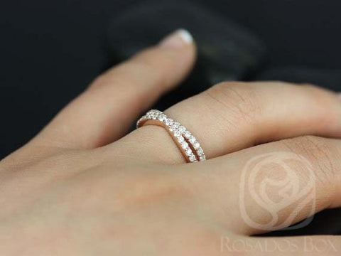 Lima 14kt Criss Cross Diamond HALFWAY Ring,Diamond Infinity Band,Unique Diamond Ring,Crossover Ring,Anniversary Gift,Diamond Wedding Ring
